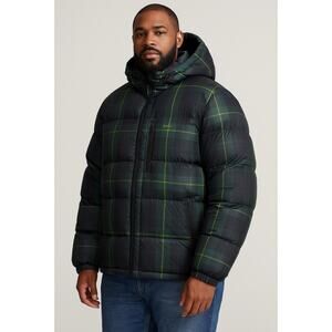 Polo Ralph Lauren Plaid Puffer Jacket Mens 2XLT Tall Tartan Down Hooded Coat